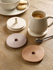 Set of 4 Natural Sculptural Ceramic Coasters - Image 1 of 5