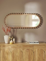 Light Natural Wood Bobbin Full Length Wall Mirror - Image 1 of 7