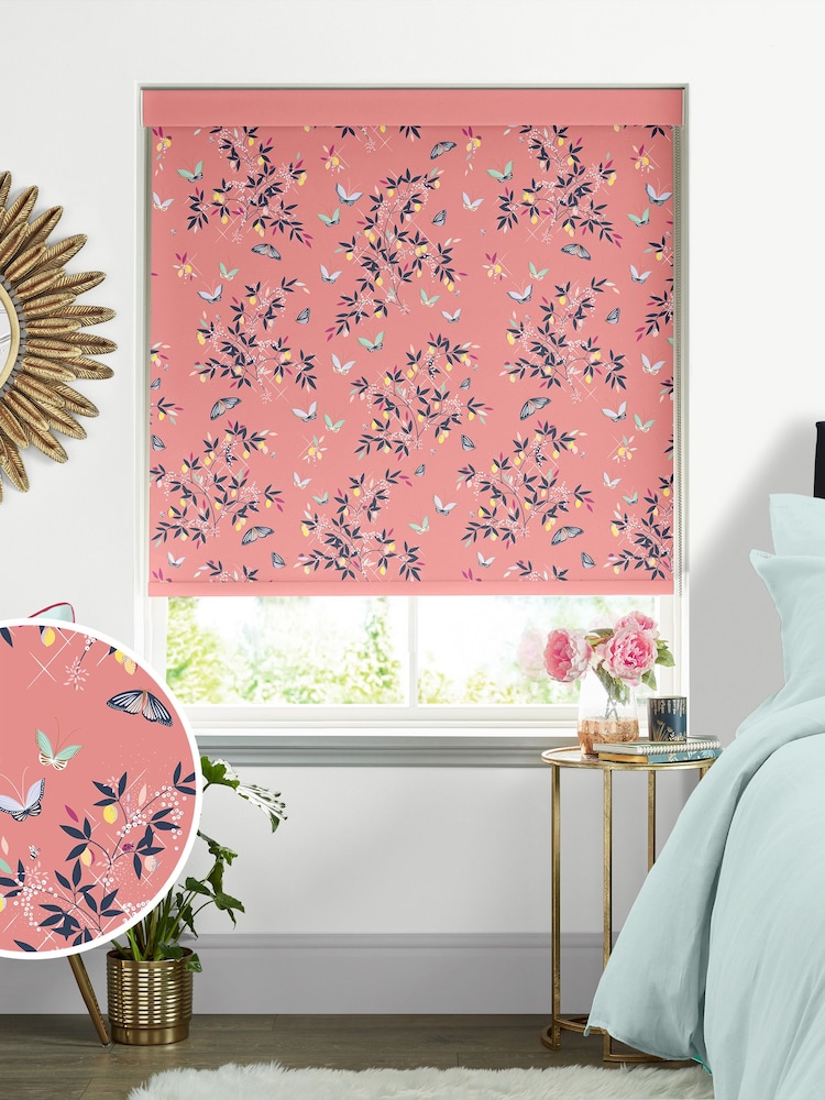 Sara Miller Orange Butterflies & Trellis Made to Measure Roller Blinds - Image 1 of 6