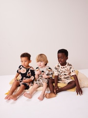 Black/Ecru Animal Short Sleeve 3 Pack Pyjama Set (9mths-12yrs) - Image 2 of 5
