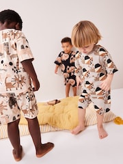 Black/Ecru Animal Short Sleeve 3 Pack Pyjama Set (9mths-12yrs) - Image 4 of 5