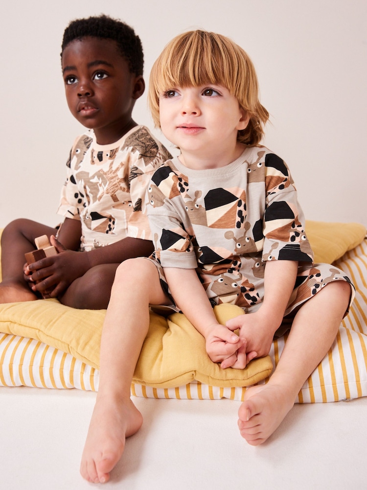 Black/Ecru Animal Short Sleeve 3 Pack Pyjama Set (9mths-12yrs) - Image 5 of 5