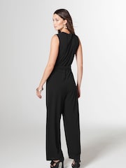 Black Sleeveless Ruched Shoulder Jumpsuit - Image 3 of 5