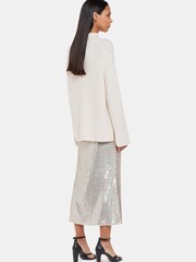 Whistles Silver Sequin Midi Skirt - Image 2 of 5