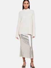 Whistles Silver Sequin Midi Skirt - Image 3 of 5