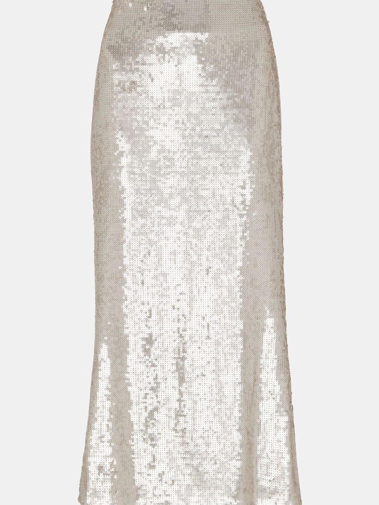 Whistles Silver Sequin Midi Skirt - Image 5 of 5