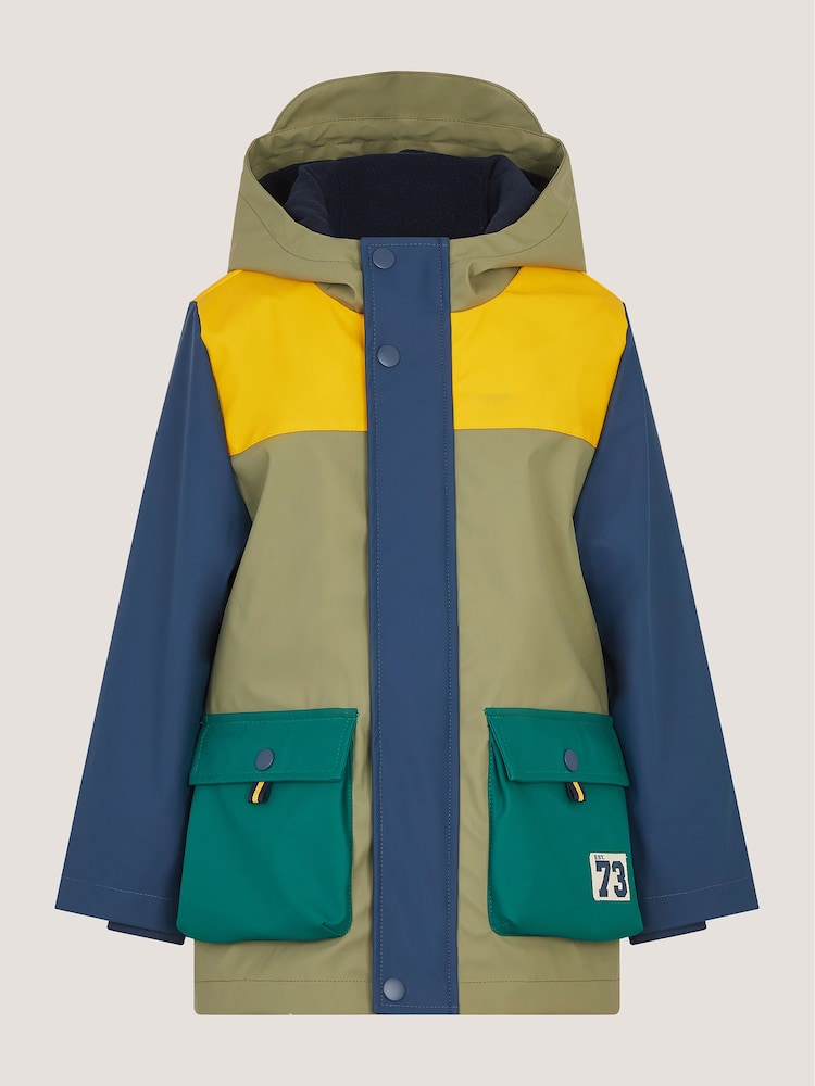Monsoon Green Colourblock Water-Resistant Rain Jacket - Image 1 of 3 Monsoon Green Colourblock Water-Resistant Rain Jacket - Image 1 of 3