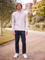 Red/Ecru Regular Twisted Crew Neck Jumper - Image 2 of 8