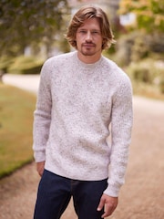 Red/Ecru Regular Twisted Crew Neck Jumper - Image 3 of 8