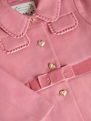 Monsoon Pink Velvet Bow A-Line Coat - Image 4 of 4