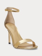 Lauren Ralph Lauren Allie Metallic Nappa Leather Bronze Sandals - Image 1 of 4
