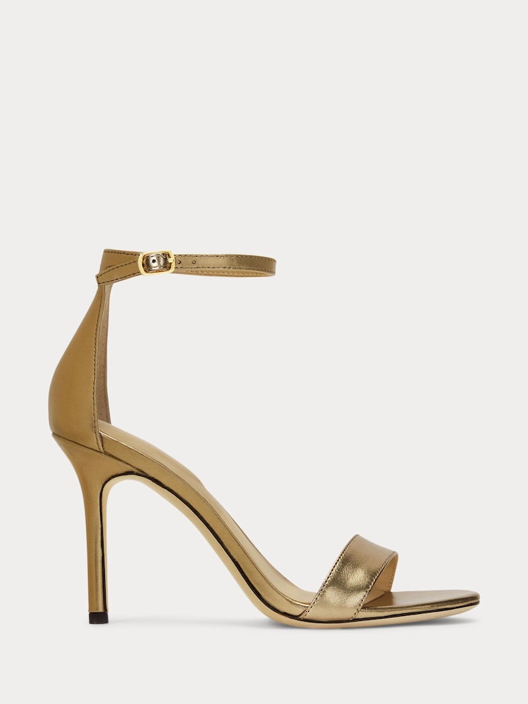 Lauren Ralph Lauren Allie Metallic Nappa Leather Bronze Sandals - Image 2 of 4