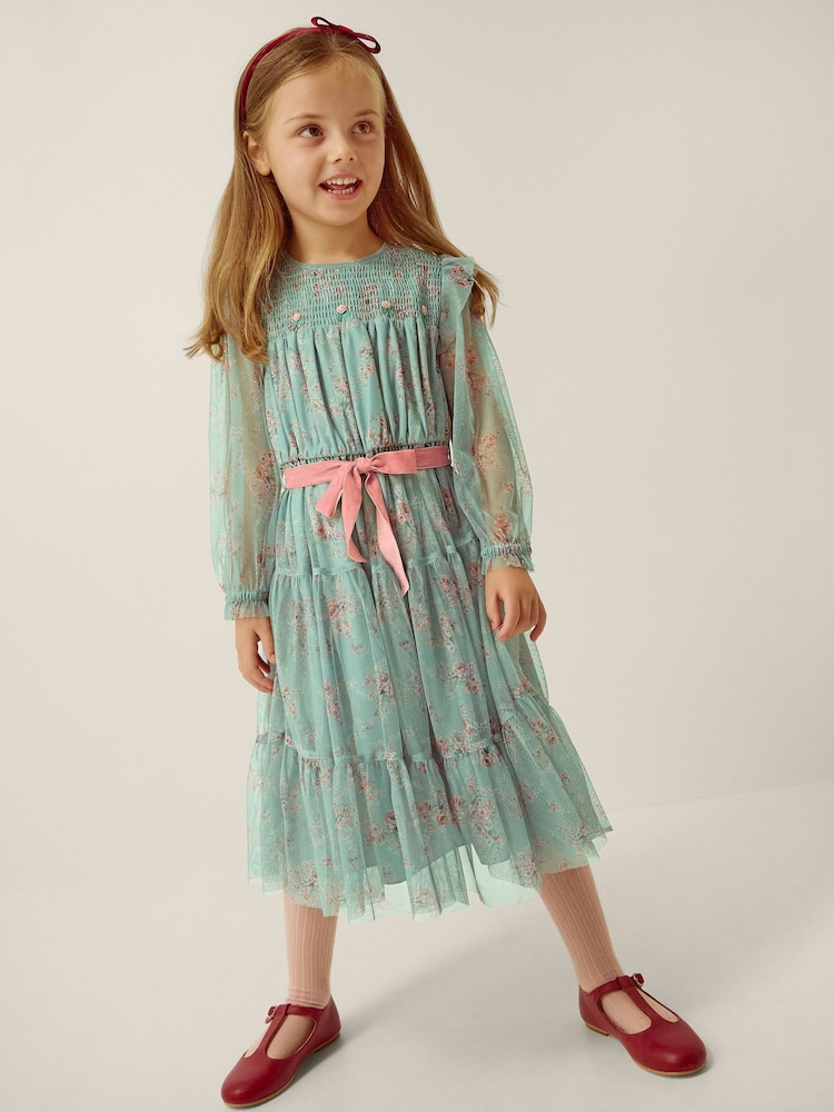 Monsoon Green Ditsy Floral Print Belted Dress - Image 1 of 4 Monsoon Green Ditsy Floral Print Belted Dress - Image 1 of 4