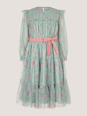 Monsoon Green Ditsy Floral Print Belted Dress - Image 2 of 4