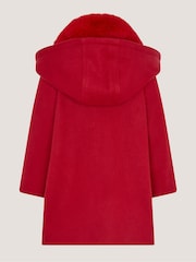 Monsoon Red Baby Faux Fur Collar Rosette Coat - Image 2 of 3