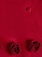 Monsoon Red Baby Faux Fur Collar Rosette Coat - Image 3 of 3