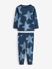 Blue/White Stars 3 Pack Snuggle 100% Cotton Pyjamas (9mths-10yrs) - Image 7 of 10