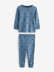 Blue/White Stars 3 Pack Snuggle 100% Cotton Pyjamas (9mths-10yrs) - Image 9 of 10