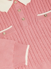 Monsoon Pink Long Sleeve Cable Knitted Dress - Image 3 of 3