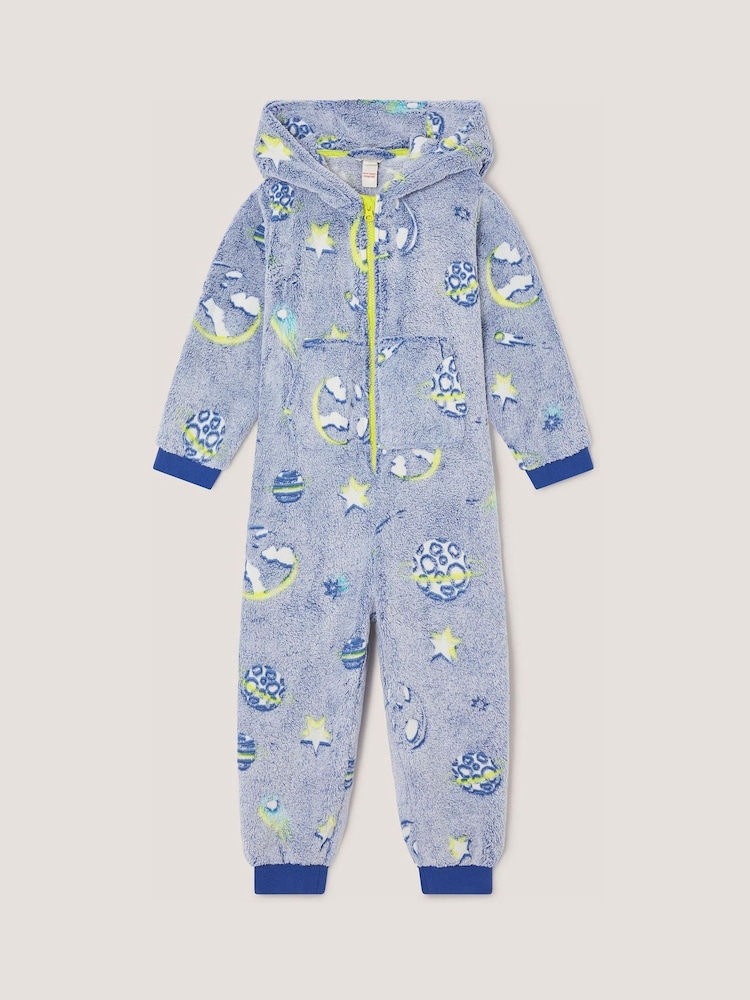 Monsoon Blue Glow In The Dark Camo Fleece Onesie - Image 1 of 2