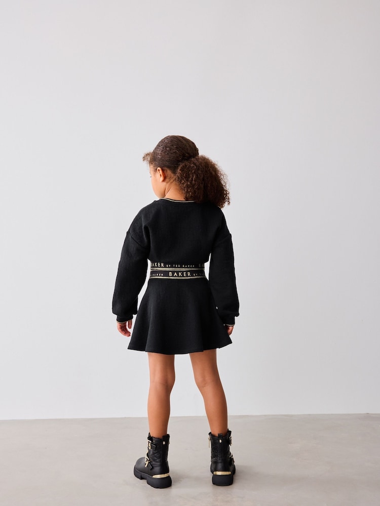 Baker by Ted Baker Cropped Long Sleeve Sweater and Skirt Black Set - Image 2 of 8