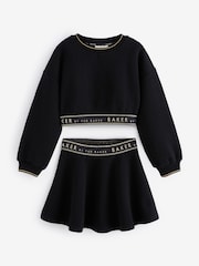 Baker by Ted Baker Cropped Long Sleeve Sweater and Skirt Black Set - Image 6 of 8
