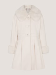 Monsoon Cream Isabella Faux Fur Collar Coat - Image 2 of 4