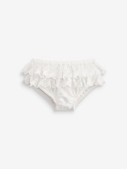 White Lace Frill Baby 100% Cotton Knickers (0mths-2yrs) - Image 1 of 1