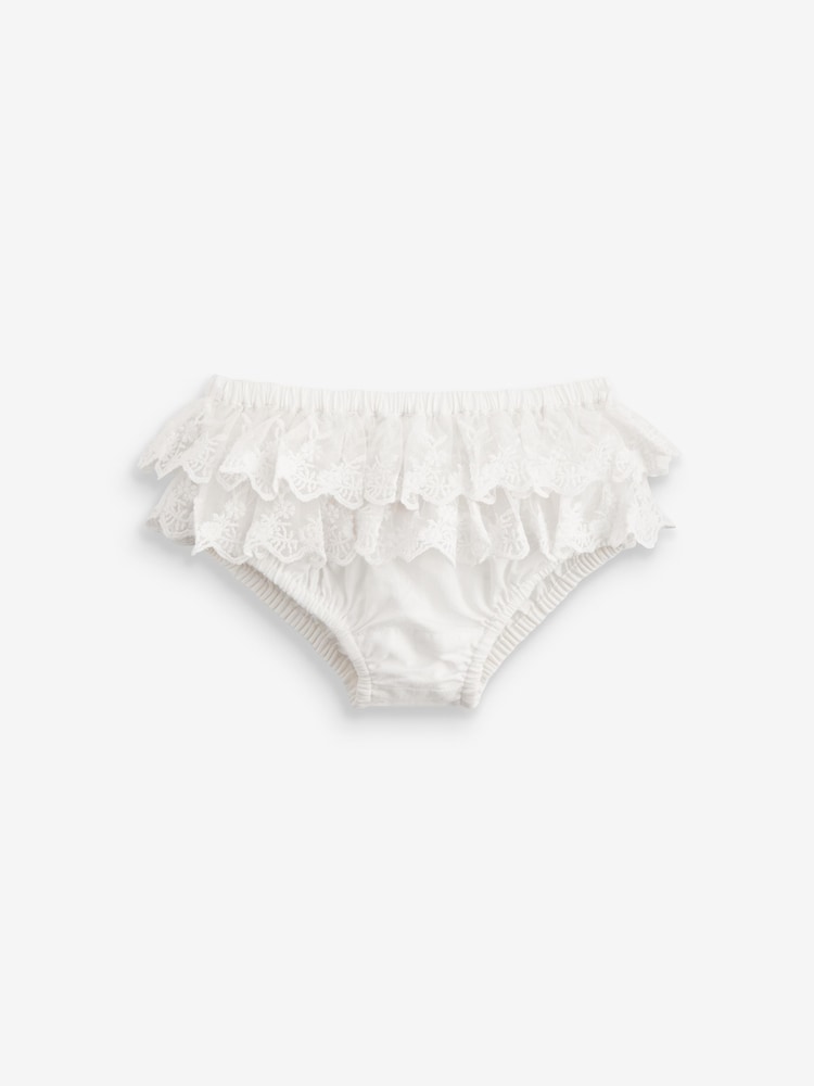 White Lace Frill Baby 100% Cotton Knickers (0mths-2yrs) - Image 1 of 1