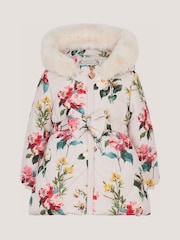 Monsoon Cream Baby Botanical Print Puffer Coat - Image 1 of 3