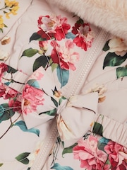 Monsoon Cream Baby Botanical Print Puffer Coat - Image 3 of 3