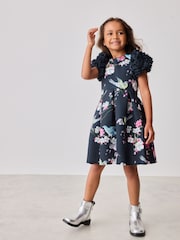 Baker by Ted Baker Navy Floral Ruffle Sleeve Dress - Image 1 of 1