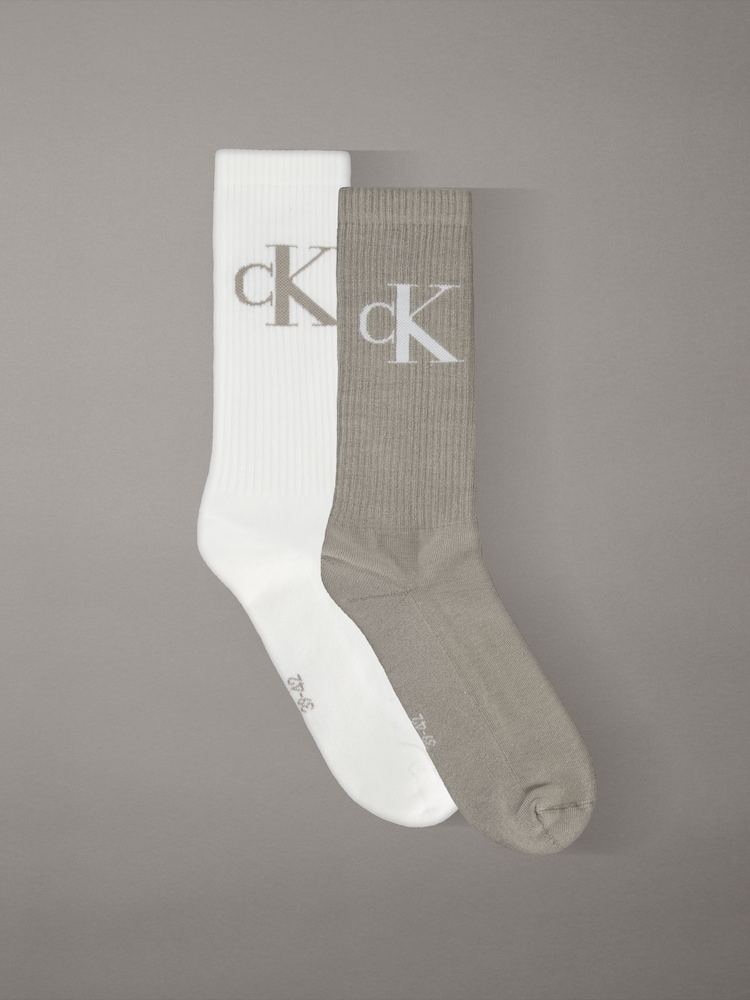 Calvin Klein Brown Calvin Klein Jeans Mens Logo 2 Pack Socks - Image 1 of 2 Calvin Klein Brown Calvin Klein Jeans Mens Logo 2 Pack Socks - Image 1 of 2