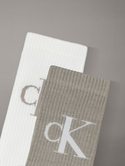 Calvin Klein Brown Calvin Klein Jeans Mens Logo 2 Pack Socks - Image 2 of 2