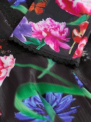 Baker by Ted Baker Floral Chiffon Black Dress - Image 12 of 12