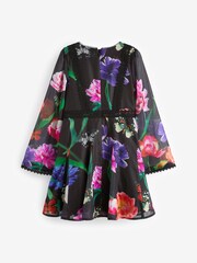 Baker by Ted Baker Floral Chiffon Black Dress - Image 9 of 12