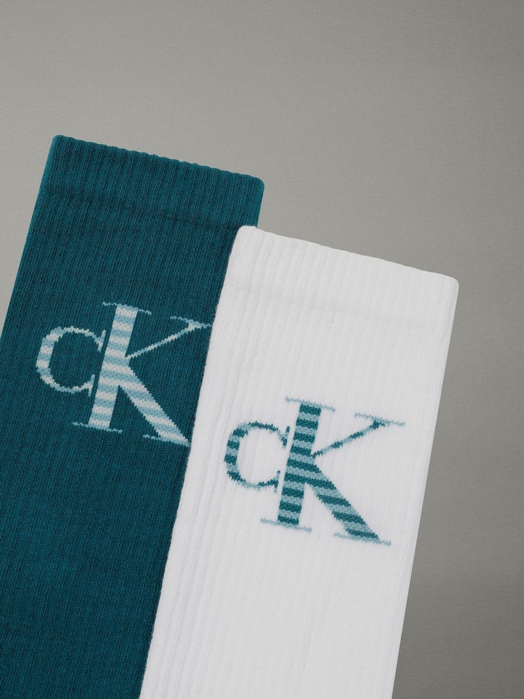 Calvin Klein White Calvin Klein Jeans Mens Logo 2 Pack Socks - Image 2 of 2 Calvin Klein White Calvin Klein Jeans Mens Logo 2 Pack Socks - Image 2 of 2