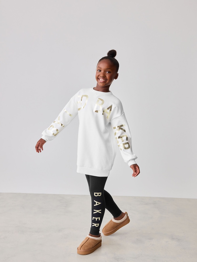 Baker by Ted Baker Cream Varsity Sweater and Leggings Set - Image 1 of 9