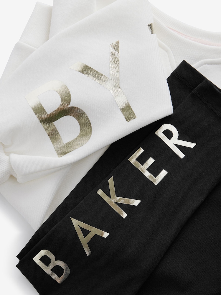 Baker by Ted Baker Cream Varsity Sweater and Leggings Set - Image 9 of 9