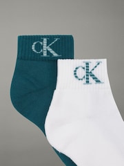 Weiß/Blaugrün - Calvin Klein Calvin Klein Monogram Socks 2 Pack - Bild 2 von 2