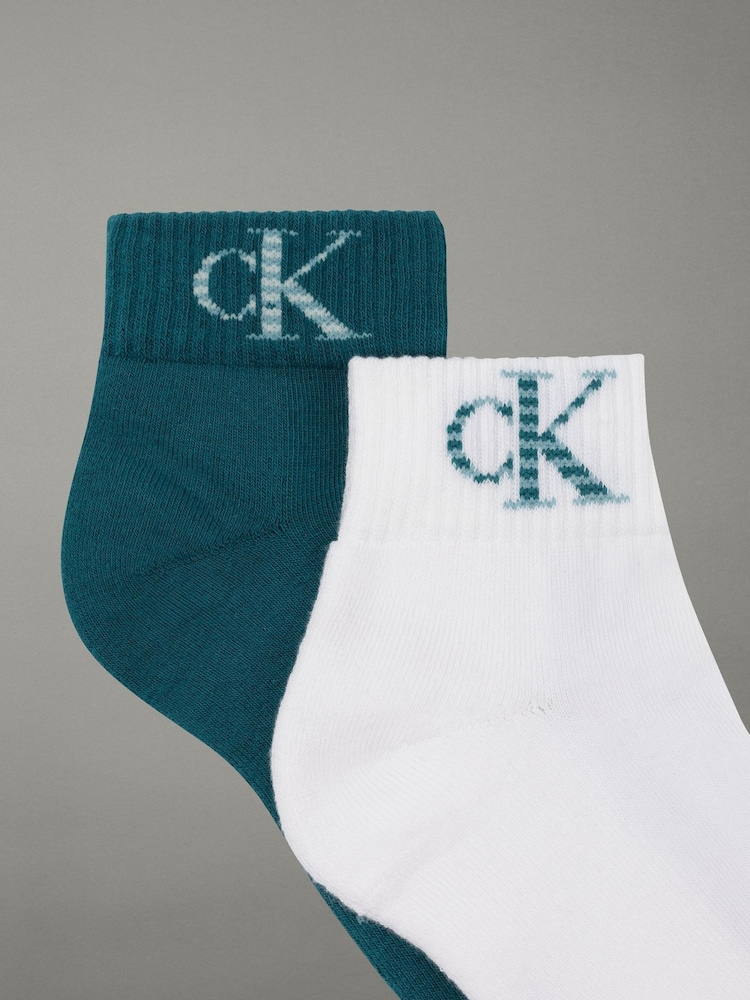 Weiß/Blaugrün - Calvin Klein Calvin Klein Monogram Socks 2 Pack - Bild 2 von 2 Weiß/Blaugrün - Calvin Klein Calvin Klein Monogram Socks 2 Pack - Bild 2 von 2