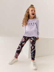 Baker by Ted Baker Lilac Purple Paisley Pleated Top And Legging Set - Image 1 of 8