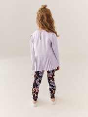 Baker by Ted Baker Lilac Purple Paisley Pleated Top And Legging Set - Image 3 of 8