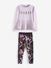 Baker by Ted Baker Lilac Purple Paisley Pleated Top And Legging Set - Image 5 of 8