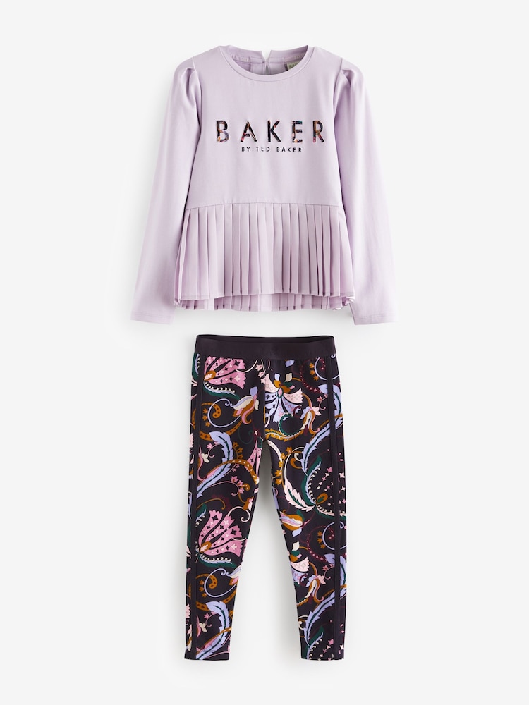 Baker by Ted Baker Lilac Purple Paisley Pleated Top And Legging Set - Image 5 of 8