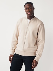 Ecru Jersey Bomber Jacket - Image 1 of 7