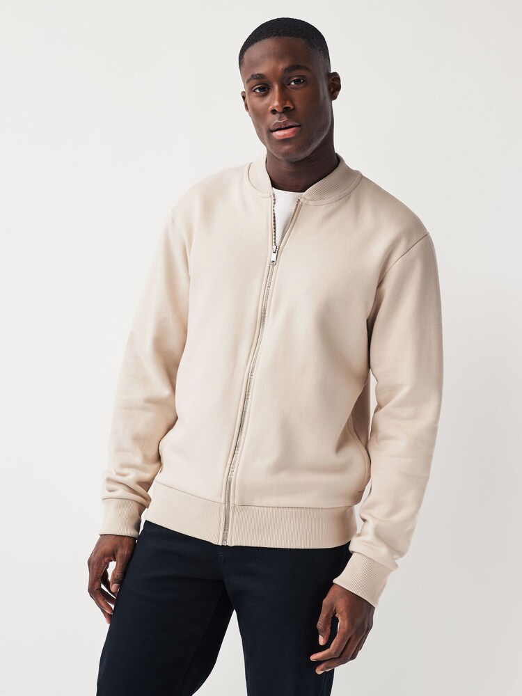 Ecru Jersey Bomber Jacket - Image 1 of 7