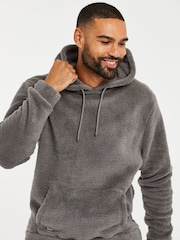 Threadbare Grey Borg Hooded Loungewear Set - Image 3 of 3