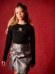 Baker by Ted Baker Silver T-Shirt and Bow Skirt Set - Image 1 of 7