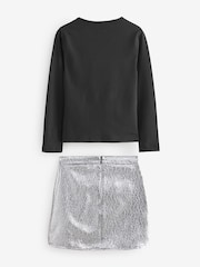 Baker by Ted Baker Silver T-Shirt and Bow Skirt Set - Image 3 of 7